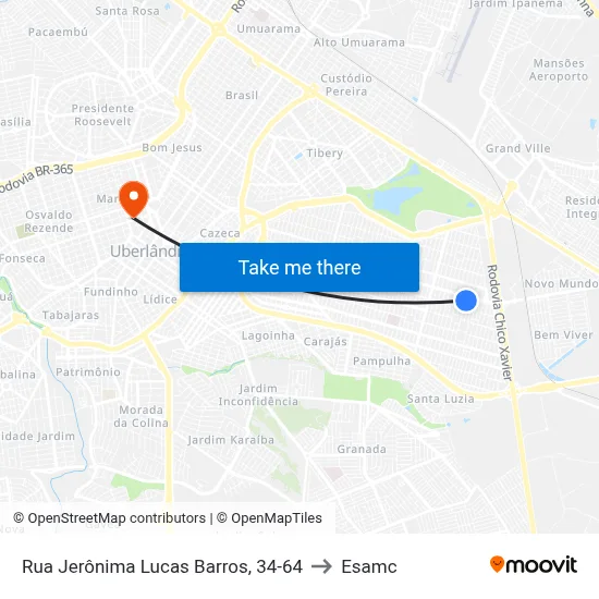 Rua Jerônima Lucas Barros, 34-64 to Esamc map