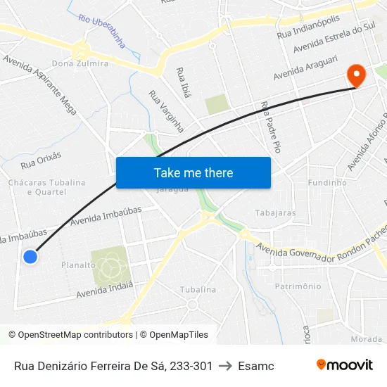 Rua Denizário Ferreira De Sá, 233-301 to Esamc map