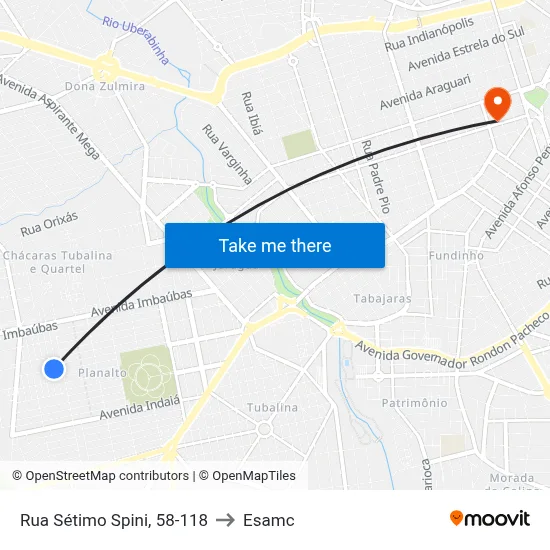 Rua Sétimo Spini, 58-118 to Esamc map