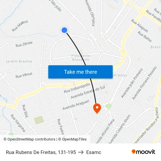 Rua Rubens De Freitas, 131-195 to Esamc map
