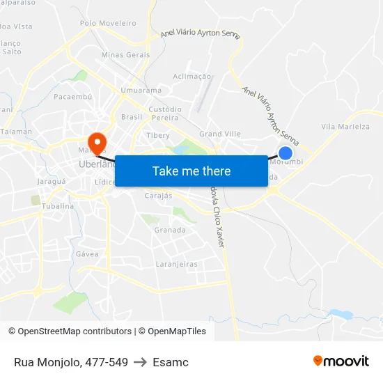 Rua Monjolo, 477-549 to Esamc map