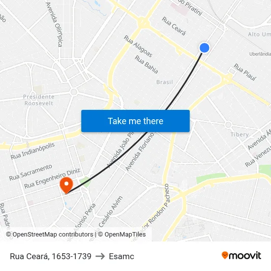 Rua Ceará, 1653-1739 to Esamc map