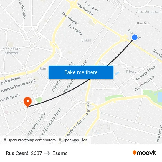 Rua Ceará, 2637 to Esamc map