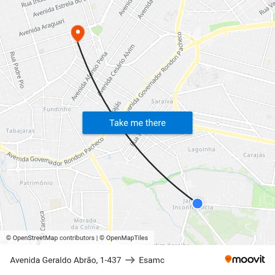 Avenida Geraldo Abrão, 1-437 to Esamc map