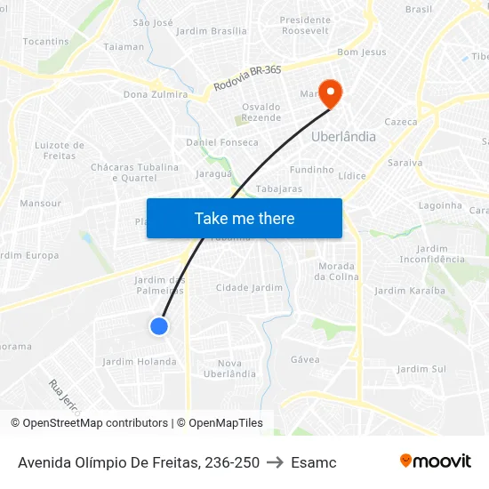 Avenida Olímpio De Freitas, 236-250 to Esamc map