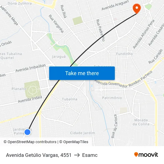 Avenida Getúlio Vargas, 4551 to Esamc map
