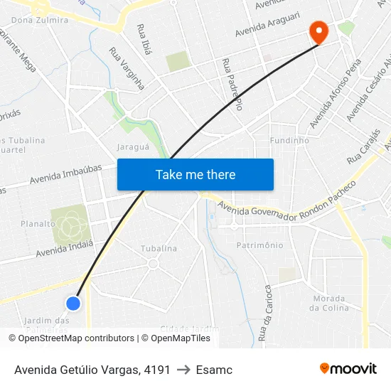 Avenida Getúlio Vargas, 4191 to Esamc map