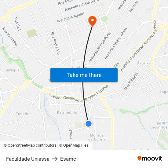 Faculdade Uniessa to Esamc map