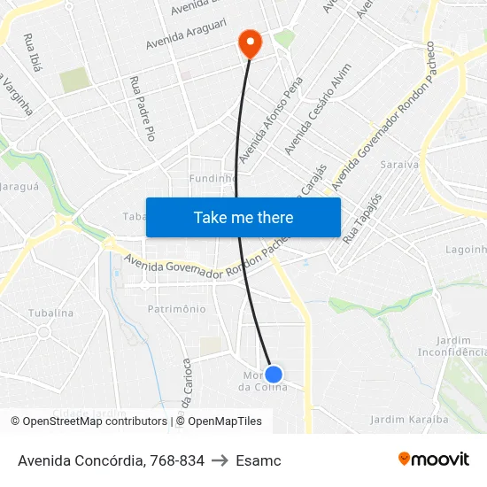 Avenida Concórdia, 768-834 to Esamc map
