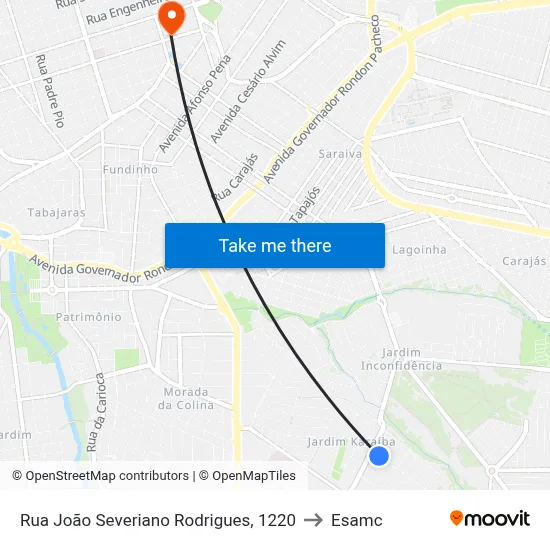 Rua João Severiano Rodrigues, 1220 to Esamc map