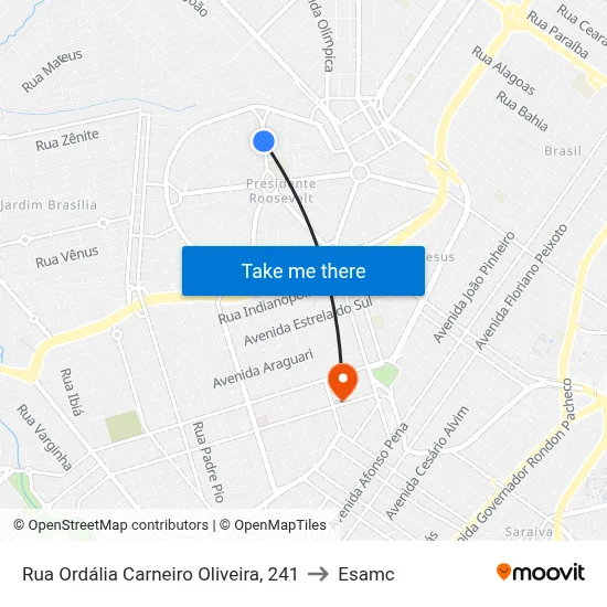 Rua Ordália Carneiro Oliveira, 241 to Esamc map