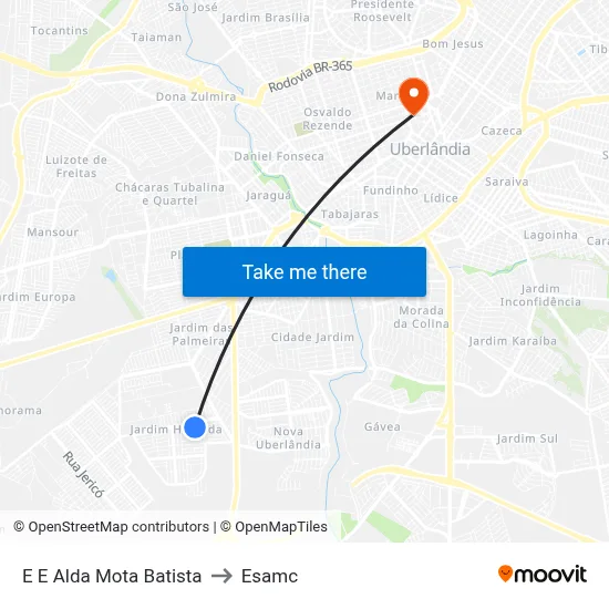 E E Alda Mota Batista to Esamc map