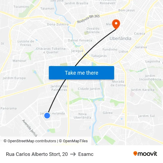 Rua Carlos Alberto Stort, 20 to Esamc map