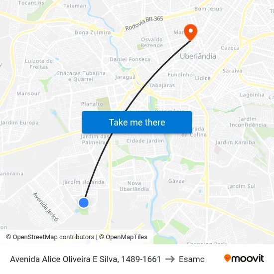 Avenida Alice Oliveira E Silva, 1489-1661 to Esamc map