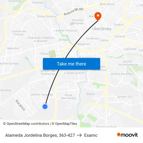 Alameda Jordelina Borges, 363-427 to Esamc map