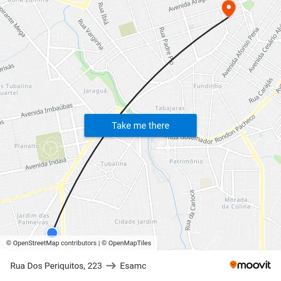 Rua Dos Periquitos, 223 to Esamc map
