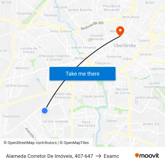 Alameda Corretor De Imóveis, 407-647 to Esamc map