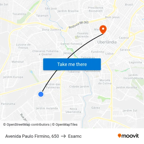 Avenida Paulo Firmino, 650 to Esamc map