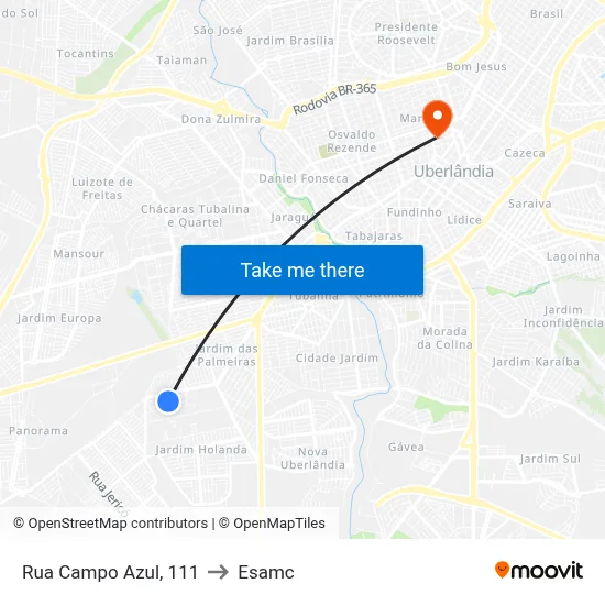 Rua Campo Azul, 111 to Esamc map