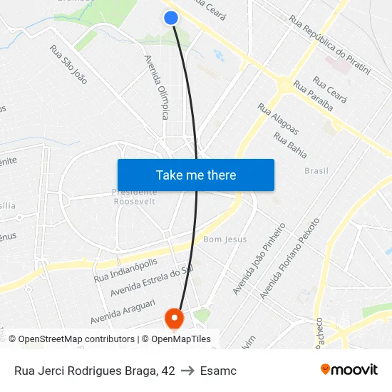 Rua Jerci Rodrigues Braga, 42 to Esamc map