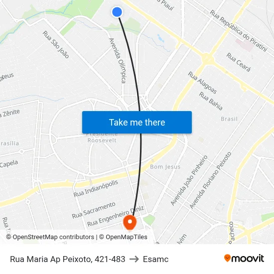 Rua Maria Ap Peixoto, 421-483 to Esamc map