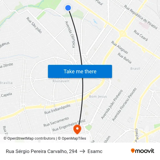 Rua Sérgio Pereira Carvalho, 294 to Esamc map
