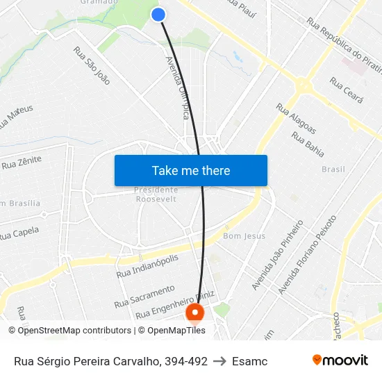Rua Sérgio Pereira Carvalho, 394-492 to Esamc map