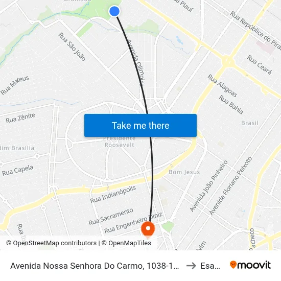 Avenida Nossa Senhora Do Carmo, 1038-1216 to Esamc map