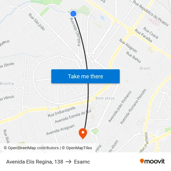 Avenida Elis Regina, 138 to Esamc map