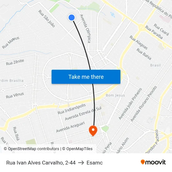 Rua Ivan Alves Carvalho, 2-44 to Esamc map