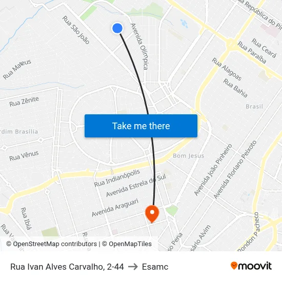 Rua Ivan Alves Carvalho, 2-44 to Esamc map