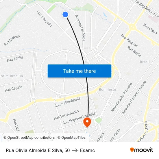 Rua Olívia Almeida E Silva, 50 to Esamc map