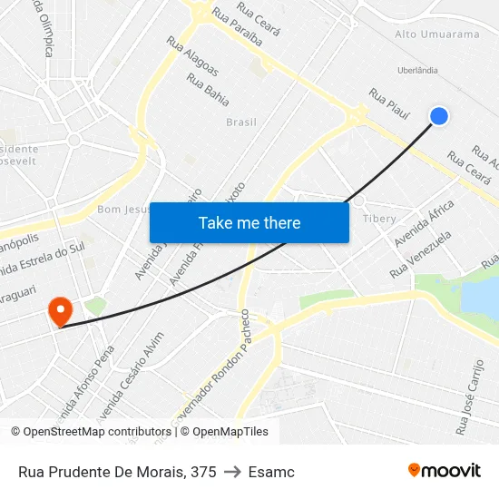 Rua Prudente De Morais, 375 to Esamc map