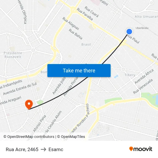 Rua Acre, 2465 to Esamc map