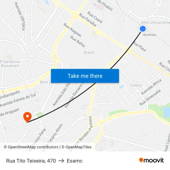 Rua Tito Teixeira, 470 to Esamc map