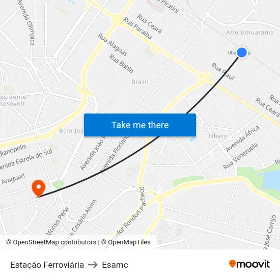 Estação Ferroviária to Esamc map