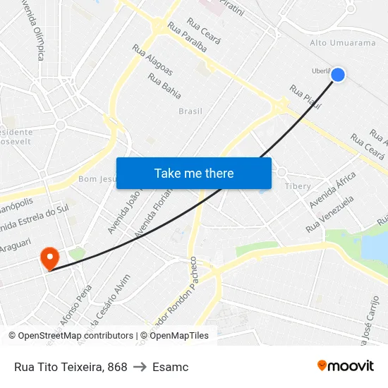 Rua Tito Teixeira, 868 to Esamc map