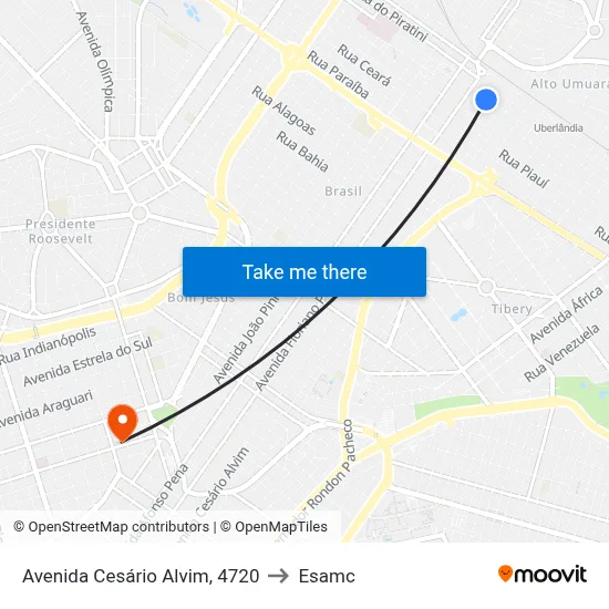 Avenida Cesário Alvim, 4720 to Esamc map