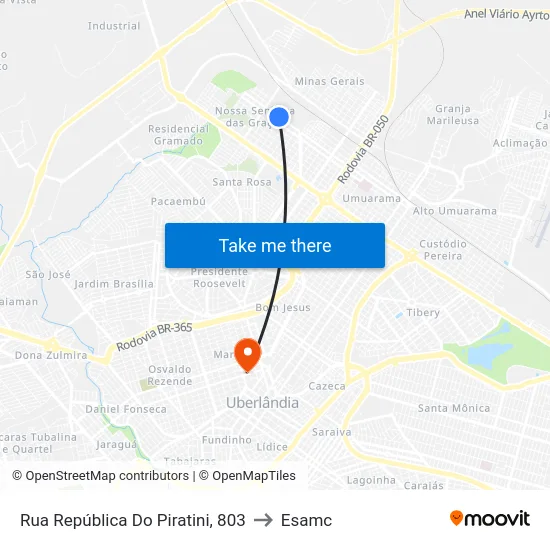 Rua República Do Piratini, 803 to Esamc map