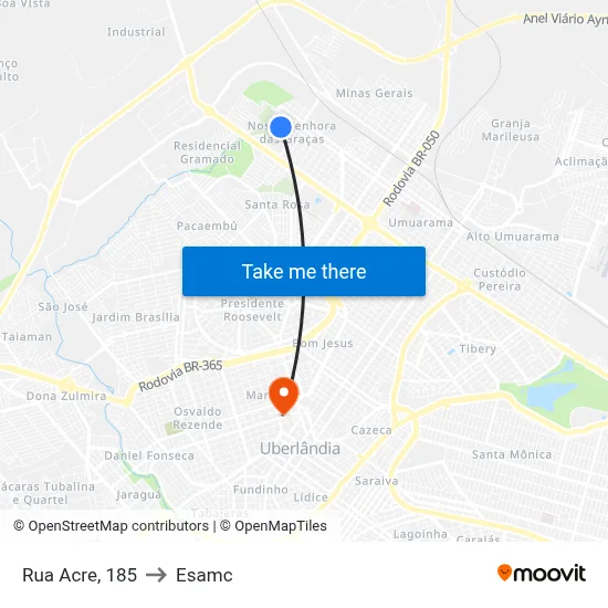 Rua Acre, 185 to Esamc map