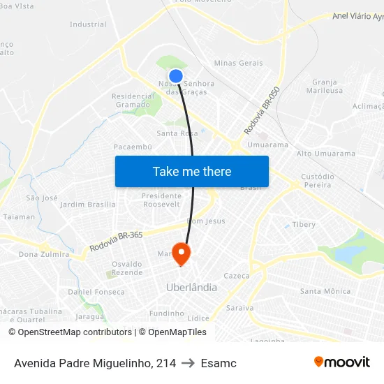 Avenida Padre Miguelinho, 214 to Esamc map