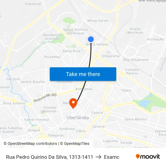 Rua Pedro Quirino Da Silva, 1313-1411 to Esamc map