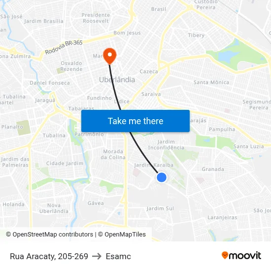 Rua Aracaty, 205-269 to Esamc map