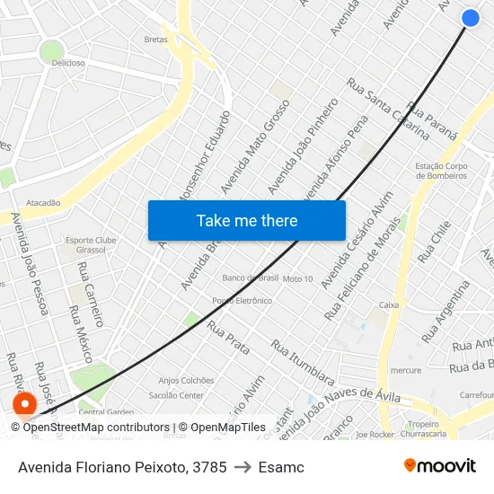 Avenida Floriano Peixoto, 3785 to Esamc map