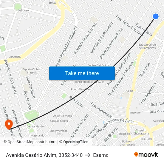 Avenida Cesário Alvim, 3352-3440 to Esamc map