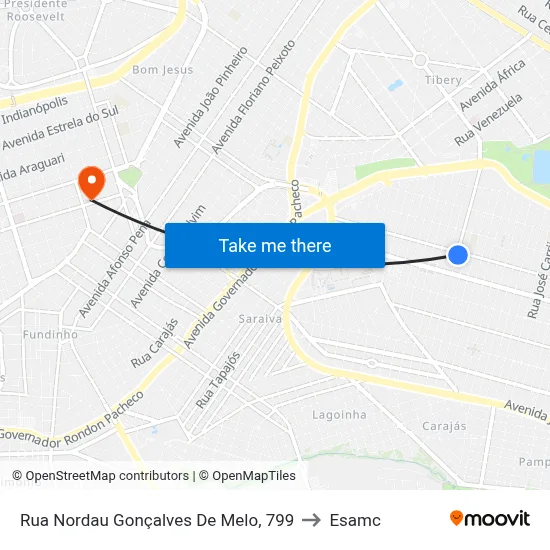 Rua Nordau Gonçalves De Melo, 799 to Esamc map