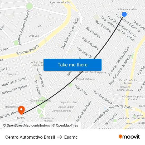 Centro Automotivo Brasil to Esamc map