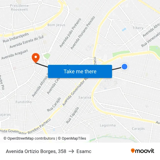 Avenida Ortízio Borges, 358 to Esamc map