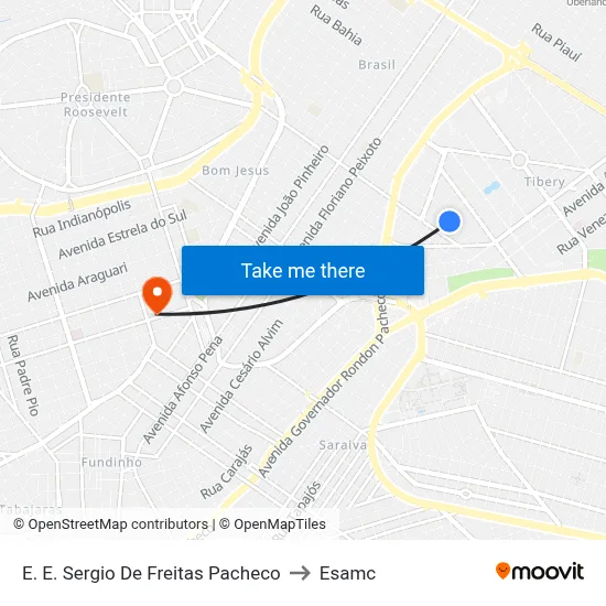 E. E. Sergio De Freitas Pacheco to Esamc map