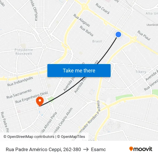 Rua Padre Américo Ceppi, 262-380 to Esamc map